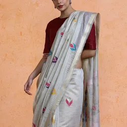 Mitera Woven Design Zari Muga Saree With Blouse Piece image 4