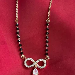 Anouk Stainless Steel Gold-Plated American Diamond Studded & Artificial Beaded Mangalsutra-image-92