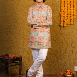 Sangria Boys Diamond Geometric Printed Kurta with Pyjamas-picture-14