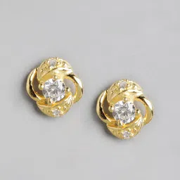 Carlton London 925 Sterling silver Gold Plated Floral Studs Earrings-picture-29