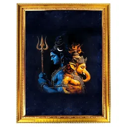 blinkart Blue & Yellow Printed Lord Shiva Religious Wall Art-image-13