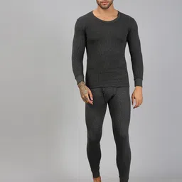 Lux Cozi Men Solid Round Neck Thermal Set-image-6