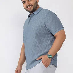 Instafab Plus Self Design Polo Collar Cotton T-shirt image 2