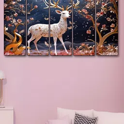 Myntra Elegant Homes Blue & Brown 5 Pieces Wooden Deer Birds & Animals Wall Art-picture-29