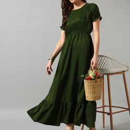 Raiyani Fashion Women Solid Round Neck Flared Fit and Flare Dress-picture-36
