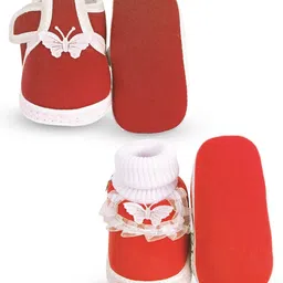 NESKA MODA Kids Set of 2 Cotton Frill Booties image 4