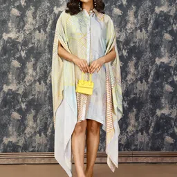 Komarri U Women Printed Mandarin Collar Slit Sleeves Kaftan Dress-picture-37