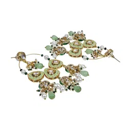 AARSEE OFFICIAL Gold-Plated Quartz Studded Contemporary Shaped Drop Earrings image 5