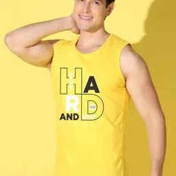 WOOSTRO Pack Of 2 Printed Combed Cotton Gym Vests -VWS26(RUN PEACH)(HARD YELLOW) image 5