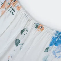 MASPAR Eclectic Garden Blue & White Printed 300TC Pure Cotton Single Fitted Bedsheet Set image 4