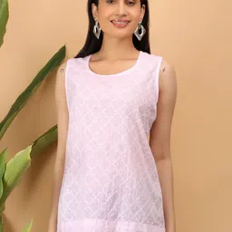 SHWET Women Embroidery Chikankari Erika Cotton Top-image-0