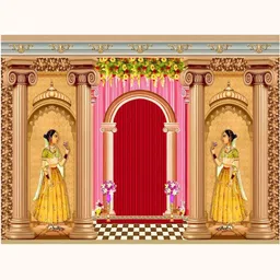 Aura Brown & Red Royal Palace Arch Backdrop Banner-picture-21