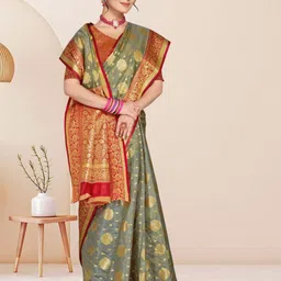 Mitera Woven Design Zari Organza Banarasi Saree-picture-14