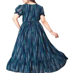 QENA Women Printed Puff Sleeve Fit-Flare Maxi Dress image 5