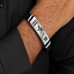 UNIVERSITY TRENDZ Men Leather Wraparound Virat Kohli Century Pose Bracelet image 2