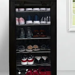 Rmerchants Black 6-Layer Metal Collapsible Shoe Rack-image-54