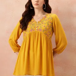 all about you Floral Embroidered Cotton Peplum Top image 2