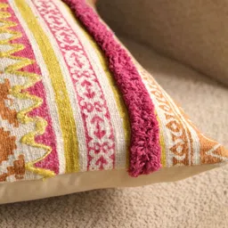 eyda Pink & White 2 Pieces Embroidered Square Cushion Covers image 4