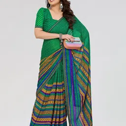 Moda Rapido Striped Poly Georgette Saree image 5