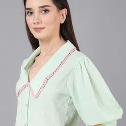 JAKANARY Print Puff Sleeve Georgette Crop Top image 2