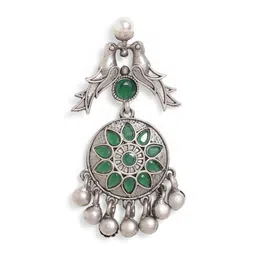 Priyaasi Silver-Plated Artificial Beads Studded Contemporary Chandbalis Earrings image 5