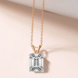 Sparkles 14Kt Gold Emerald Solitaire Pendant with 0.75 Carat Lab Grown Diamond - 0.8 g-picture-1