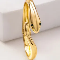 rubans voguish Rubans 22K Gold-Plated Snake Design Black Stone Eyes Bracelet image 5