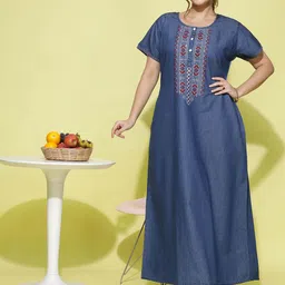 9shines Label Embroidered Maxi Nightdress-image-36