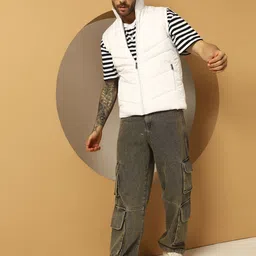 Metronaut Stand Collar Sleeveless Padded Jacket image 5