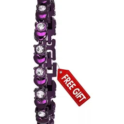 SZN Women Dial & Stainless Steel Straps Analogue Watch Tn Pink&Heart &BraceletPuprle -V image 4