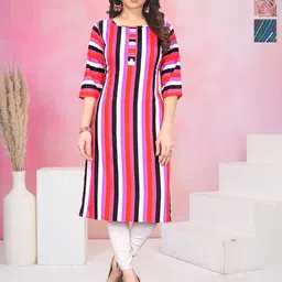 KETAKI FASHION Selection Of 3 Striped Round Neck Straight Kurtas-image-14