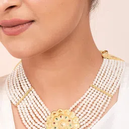 Manikya Gold-Plated Stone-Studded & Beaded Jewellery Set image 3