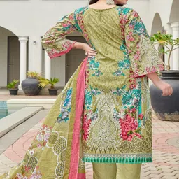 DRAVINAM Trends Embroidered Pure Cotton Unstitched Dress Material image 3