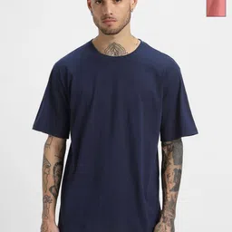 GLOWBERRY Men Pack of 2 Solid Round Neck Cotton Oversized T-shirts-picture-14