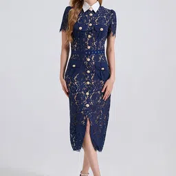 JC Collection Women Embroidered Sheath Midi Dress image 3