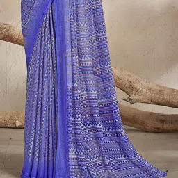 DURGA EMPORIO Ethnic Motifs Printed Pure Chiffon Saree With Blouse image 3