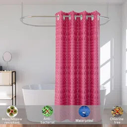 Kuber Industries Pink 6 Pieces Checked Shower Curtains image 3