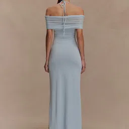 StyleCast x Revolte Women Blue Solid Maxi Dress image 2