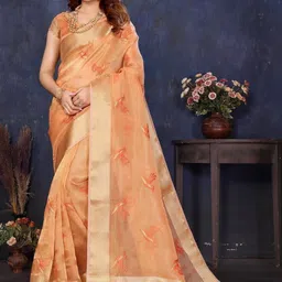 DIVASTRI Ethnic Motifs Embroidered Tissue Saree image 4