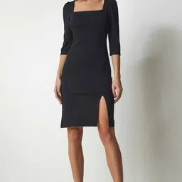 Happiness istanbul Solid Slitted Sheath Dress-picture-30