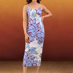 MILOST Women Printed Blue Bodycon Dress-image-49