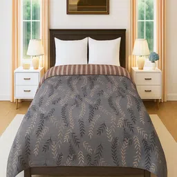 Threadwear Life Style Series White Printed AC Room 300GSM Cotton Double Bed Comforter-picture-25