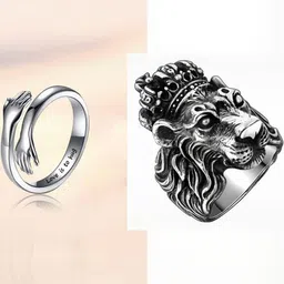 Teeragaj Set Of 2 Stainless Steel Adjustable Finger Ring-picture-37