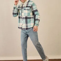 REPRISE Men Checked Hooded Sweatshirt image 2