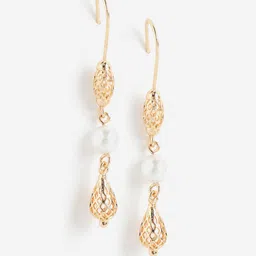 DressBerry Gold-Plated Beads Studed Contemporary Drop Earrings-picture-32