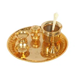 Amaya Decors Glossy Steel Pooja Thali With Velvet Box-picture-9