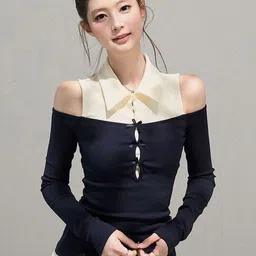 LULU & SKY Colourblocked Cotton Top image 3