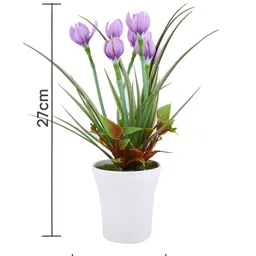 TAYHAA White 1 Pieces Tulip Artificial Plant With Pot image 4