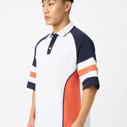 The Souled Store Men Colourblocked Polo Collar T-shirt image 3