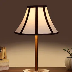 Devansh Multicoloured Colourblocked Wood Contemporary Frusturical Shaped Table Lamp image 2